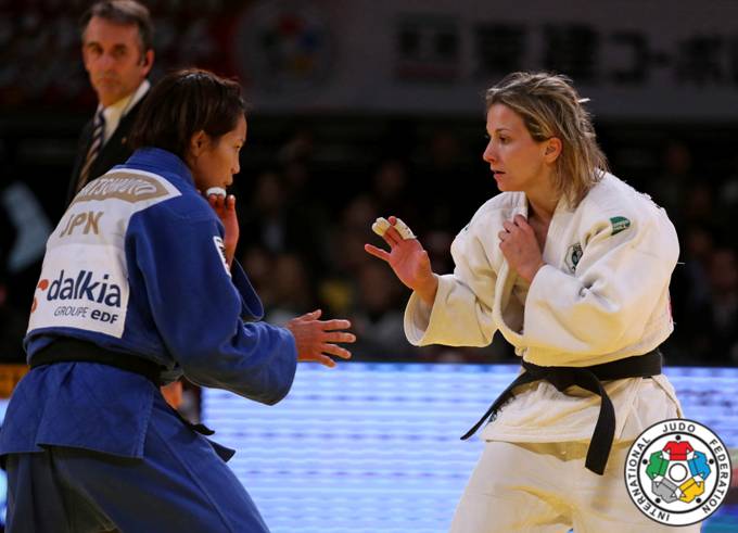 Telma Monteiro em ação na Final frente a Kaori Matsumoto